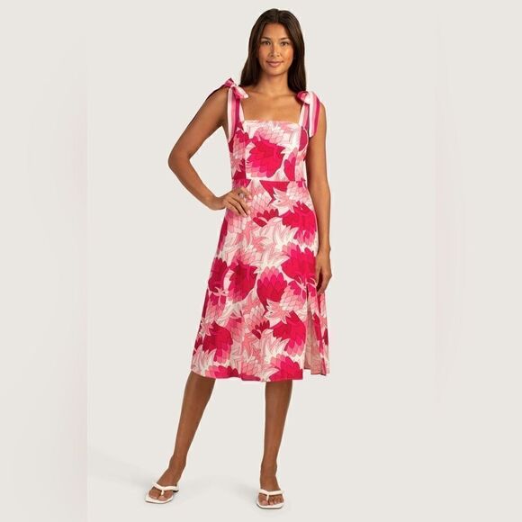 NWT Trina Turk Jolie Flower Child Midi White Pink DressTank Size M - Picture 3 of 11